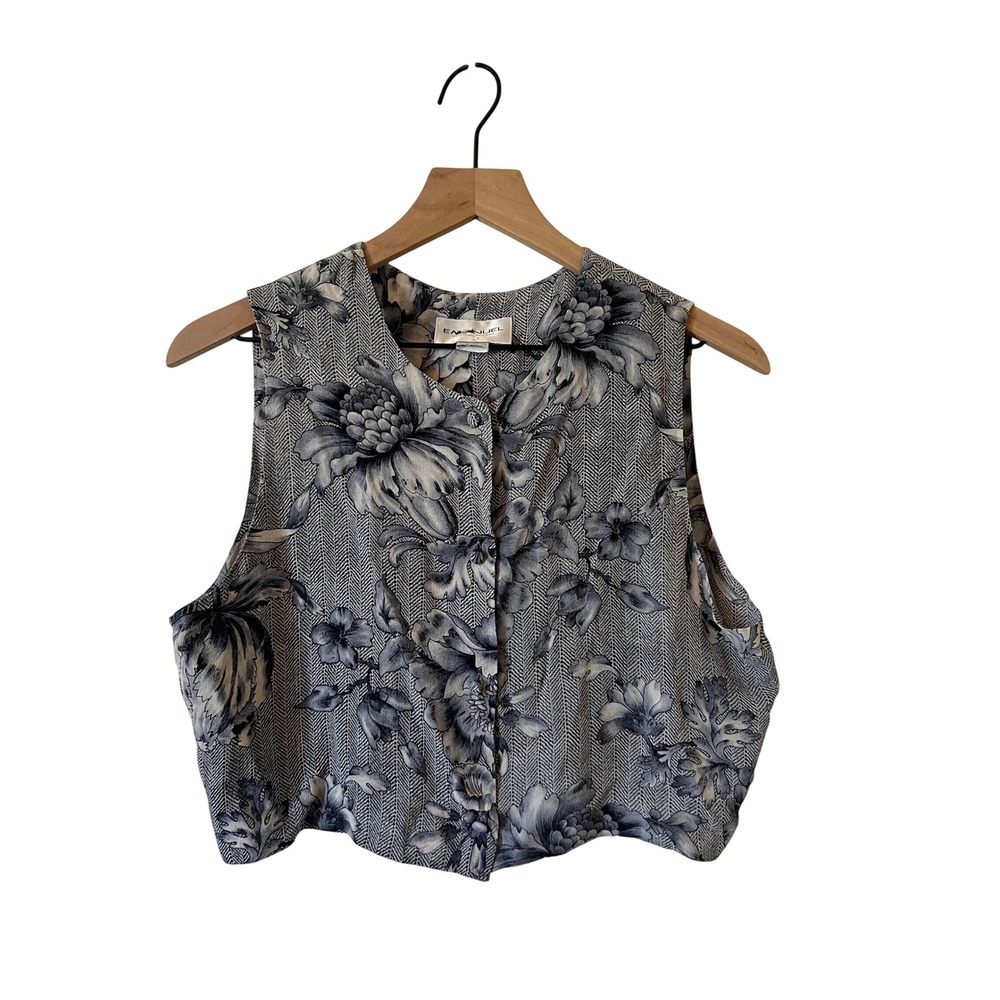 Vintage Emanuel Ungaro Floral Sleeveless Button Vest, Womens US Size 8, EU/IT 42